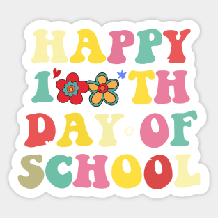 Happy 100 Days of School Teacher Kids Retro Groovy 100th Day Sticker